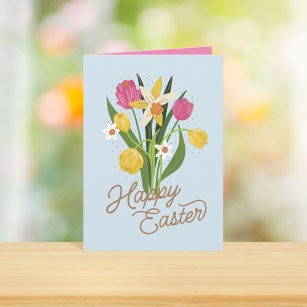 Spring Bouquet Tulip Daffodil Easter Feiertagskarte