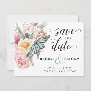 Spring Bouquet   Tulip und Butterfly Wasserfarbe Save The Date