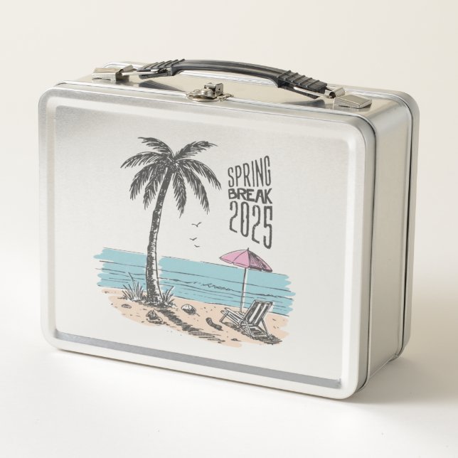 Spring Break 2025 Beach Vibes Metall Brotdose (Vorderseite)