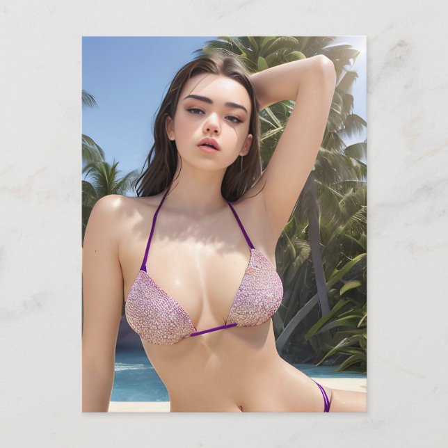 Spring Break Bikini Modell Postkarte (Vorderseite)