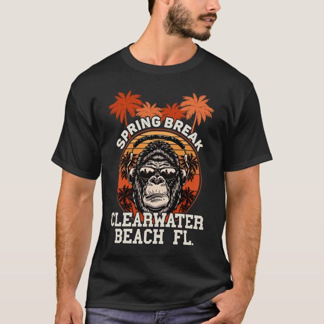 Spring Break Clearwater Beach Fl Gorilla Headphone T-Shirt (Vorderseite)