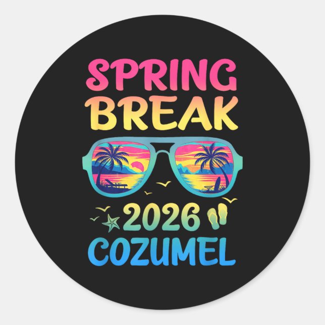 Spring Break Cozumel 2026 Vacation Trip Sungles  Runder Aufkleber (Vorderseite)