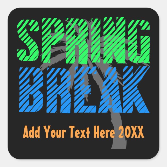 Spring Break Custom Neon Souvenir Quadratischer Aufkleber (Vorderseite)