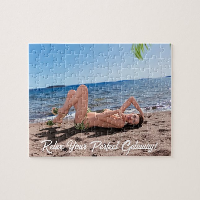 Spring Break Girl Lying on Sandy Beach Puzzle (Horizontal)
