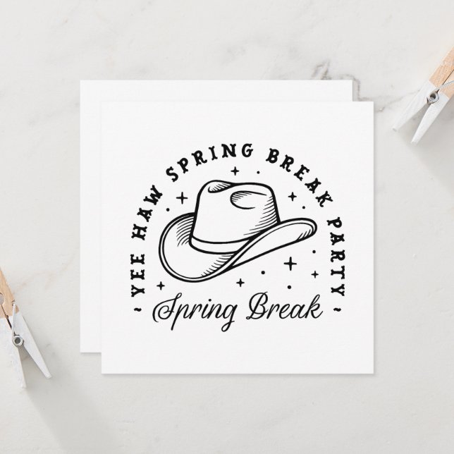 Spring Break Girls Partys Cowboy-Hut Einladung (Vorderseite/Rückseite Beispiel)