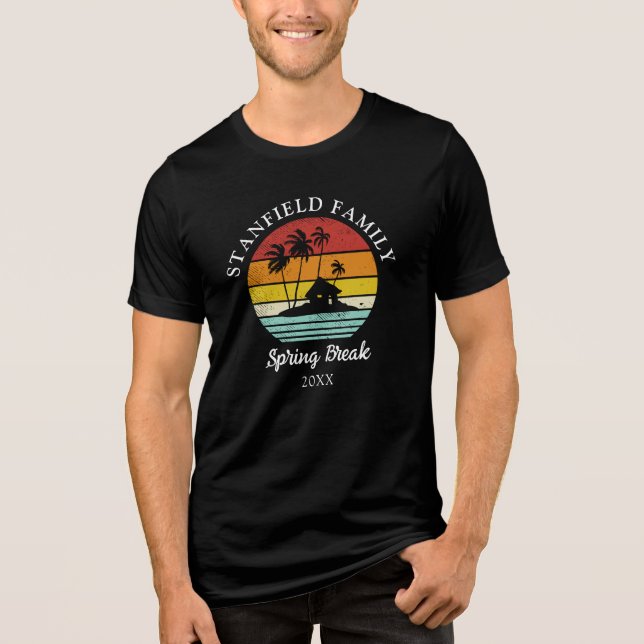Spring Break Palm Trees Family Wiedersehen Matchin Tri-Blend Shirt (Vorderseite)