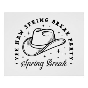 Spring Break Party Cowboy hat ästhetische Poster