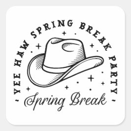 Spring Break Party Cowboy-Hut witzig Quadratischer Aufkleber