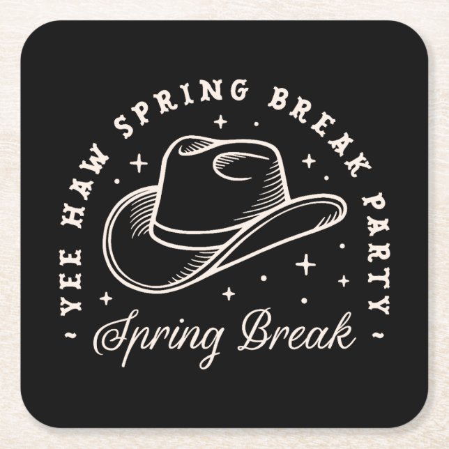 Spring Break Party Disco Cowgirl Western Schwarz Rechteckiger Pappuntersetzer (Vorderseite)