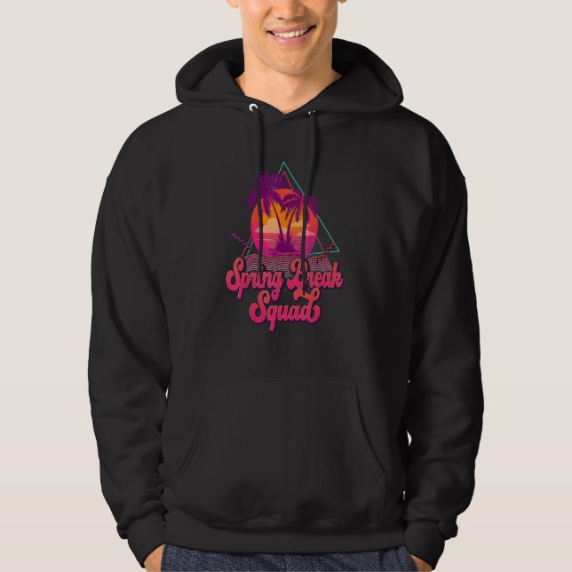 Spring Break Squad 2023 Retro 80s Sunset Matching Hoodie (Vorderseite)