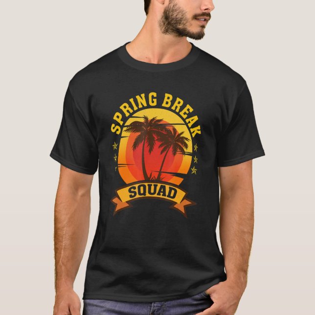 Spring Break Squad 2023 Retro Beach Sunset Matchin T-Shirt (Vorderseite)