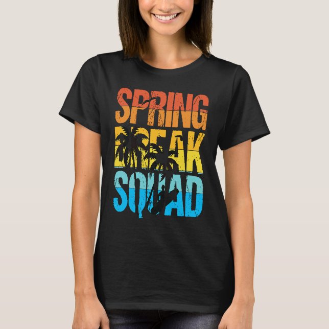 Spring Break Squad Beach Surfer Palm Tree Artwork T-Shirt (Vorderseite)