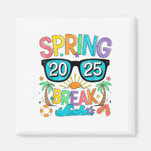 Spring Break Squad Crew Vintag 2025 Beach Palm Fa Magnet