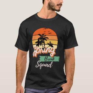 Spring Break Squad Retro Palm Trees Family Beach V T-Shirt