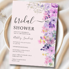 Spring Bridal shower with wildflowers Purple Color Einladung