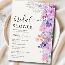Spring Bridal shower with wildflowers Purple Color