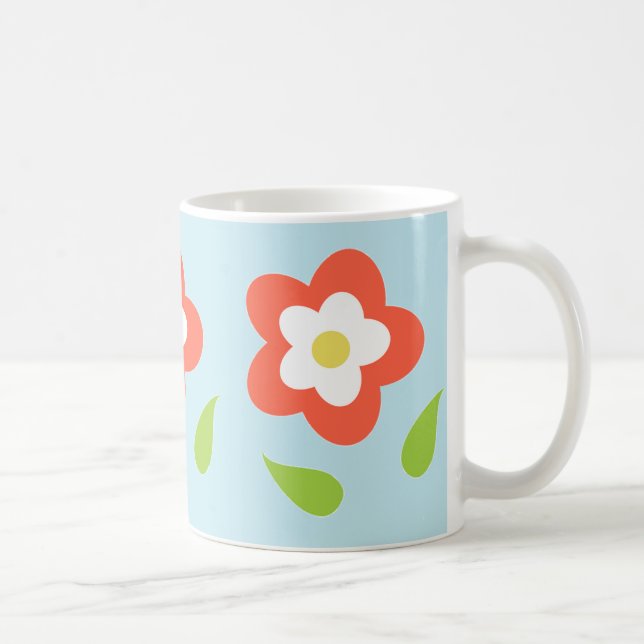 Spring Bubble Flowers (on Blue)  Kaffeetasse (Rechts)