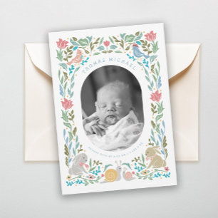Spring Bunnies Birds Snail Foto Birth Einladung