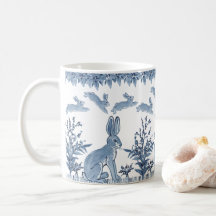 Spring Bunny Blue White Rabbit Fun Muster Delft