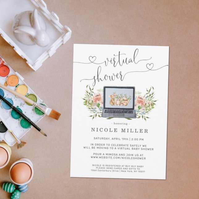 Spring Bunny | Einladung zu Virtual Baby Shower (Von Creator hochgeladen)