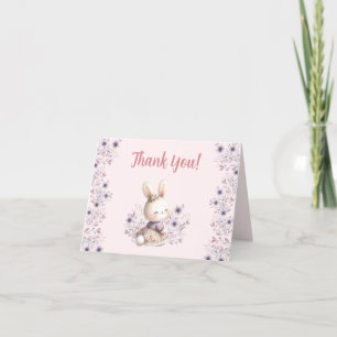 Spring Bunny Pink Girl Baby Dusche Danke Karte