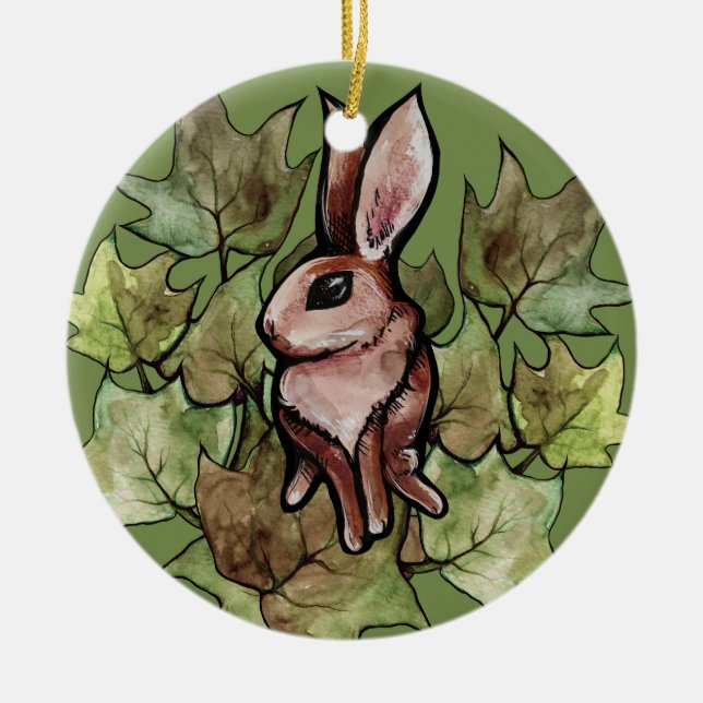 Spring Bunny Rabbit Nature Ivy Keramik Ornament (Vorne)