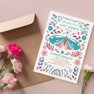 Spring Butterfly & Blume Garden Kinderdusche Einladung
