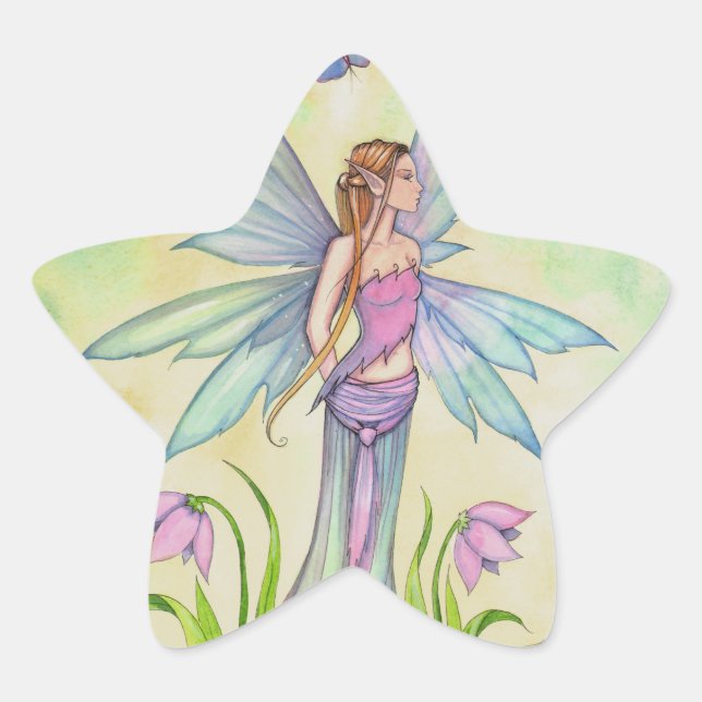 Spring Butterfly Faiasy Fantasy Art Stern-Aufkleber (Vorderseite)