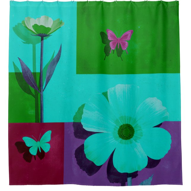 Spring Butterfly Garden Shower Curtain Duschvorhang (Vorderseite)