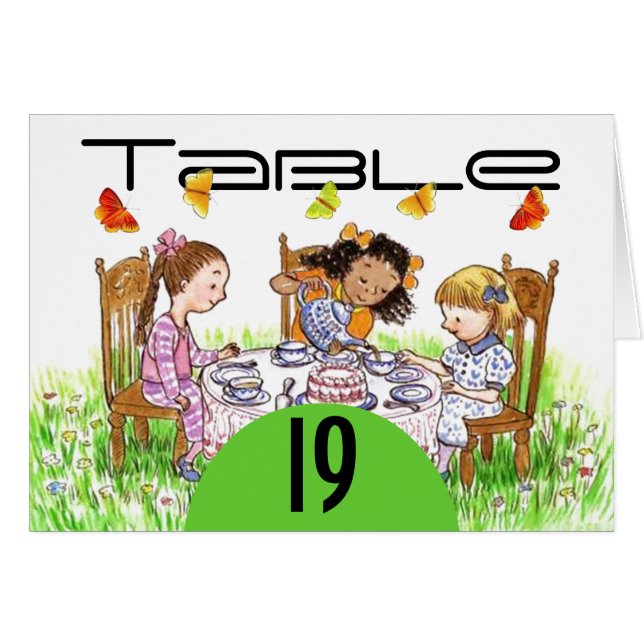 Spring Butterfly Girls Tea Table Number Cards (Vorderseite (Horizontal))