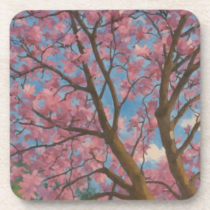 Spring Canopy - Blossom Tree & Blue Sky Malerei Getränkeuntersetzer