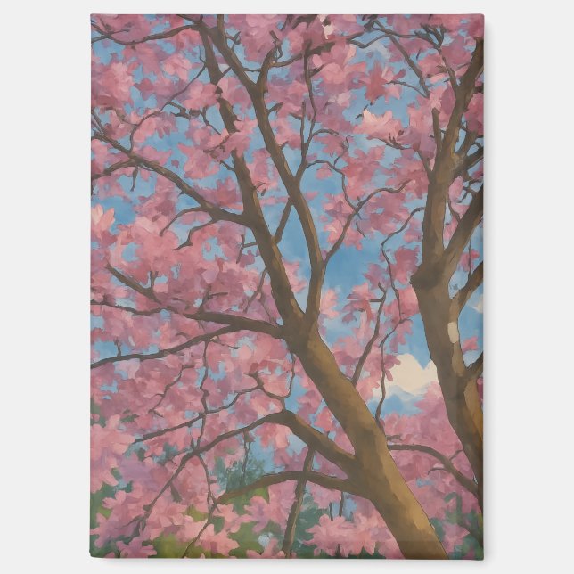 Spring Canopy - Blossom Tree & Blue Sky Malerei Magnet (Vorderseite)