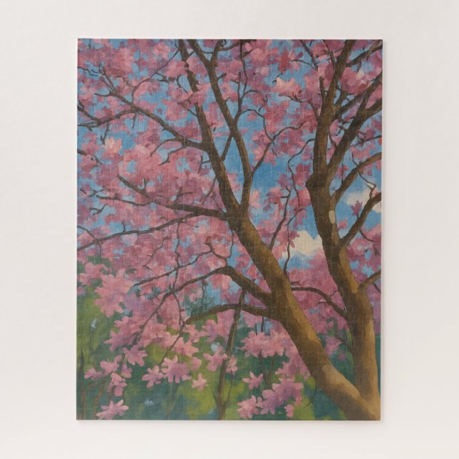 Spring Canopy - Blossom Tree & Blue Sky Malerei Puzzle (Vertikal)