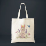 Spring cat bag tragetasche<br><div class="desc">Celebrate spring with this charming tote bag featuring an adorable cat wearing bunny ears, surrounded by delicate flowers and a fluttering butterfly. The soft pastel illustration brings a whimsical, storybook feel that adds a touch of joy to everyday errands. Perfect for shopping, books, groceries, or daily essentials, this tote combines...</div>