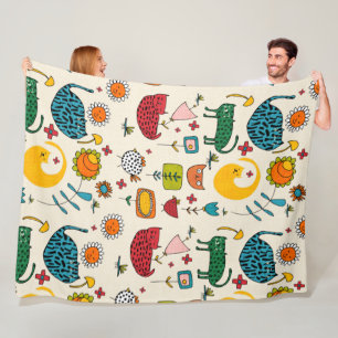 Spring Cat Beige - niedliches, lustiges Kätzchen Fleecedecke