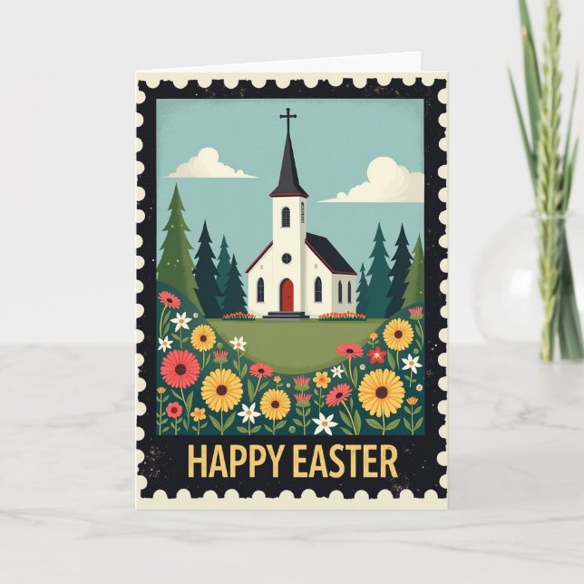 Spring Chapel Easter Scene Card Karte (Vorderseite)