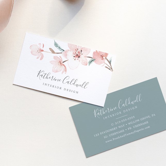 Spring Cherry Blossom Business Card Visitenkarte (Von Creator hochgeladen)