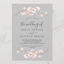 Spring Cherry Blossom | Graue Hochzeit von Einladung