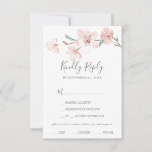 Spring Cherry Blossom Menü Auswahl RSVP Karte