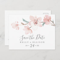 Spring Cherry Blossom Save the Date Postkarte