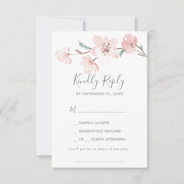Spring Cherry Blossom Song Request RSVP Card Karte (Vorderseite)