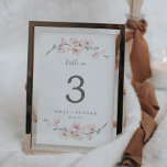 Spring Cherry Blossom Tischnummer<br><div class="desc">Diese Frühlingskirschblüte Tischnummer ist perfekt für eine moderne Hochzeit. Das orientalisch-blumengeschmückte Design besticht durch einen whimsical blush rosa Kirschenbaumzweig und grüne Blätter im eleganten japanischen Stil. Die Karte druckt auf der Vorder- und Rückseite (beidseitig). Die Artikel werden genau so gedruckt, wie sie auf dem Bildschirm erscheinen, wenn Sie sie zum...</div>