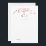 Spring Cherry Blossom Wedding Hinweiskarte<br><div class="desc">Diese Frühlingskirschblüte Hochzeitsratenkarte ist perfekt für eine moderne Hochzeit und kann für jede Veranstaltung verwendet werden. Das orientalisch-blumengeschmückte Design besticht durch einen whimsical blush rosa Kirschenbaumzweig und grüne Blätter im eleganten japanischen Stil. Diese Ratschläge können als Gästebuchalternative für Hochzeitsempfang, Brautparty, Babydusche oder Abschlussfeier verwendet werden. Personalisieren Sie die Karte mit...</div>