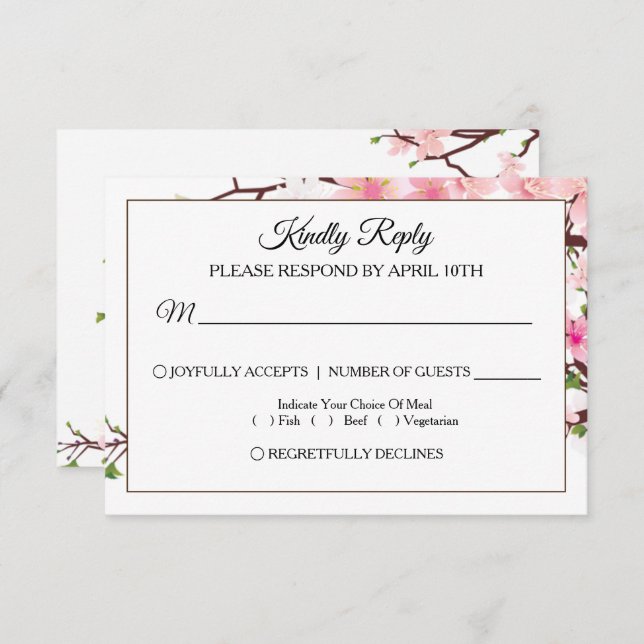 Spring Cherry Blossom Wedding RSVP Card (Vorne/Hinten)