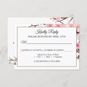 Spring Cherry Blossom Wedding RSVP Card