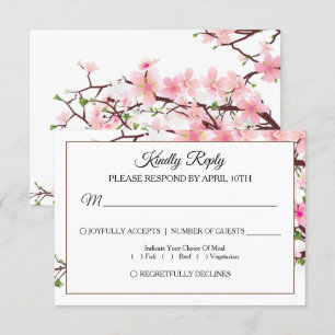 Spring Cherry Blossom Wedding RSVP Card Karte