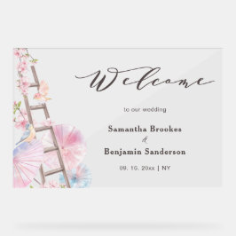 Spring Cherry Blossom Wedding Willkommenszeichen Acrylschild