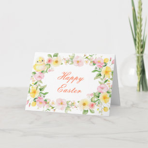 Spring Chick Floral Oaster Card Karte