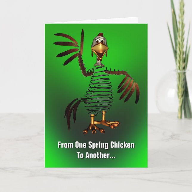 Spring Chicken Birthday Karte (Vorderseite)
