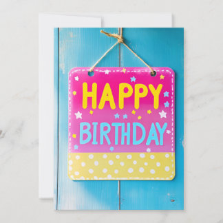 Spring Colored Happy Birthday Sign Einladung